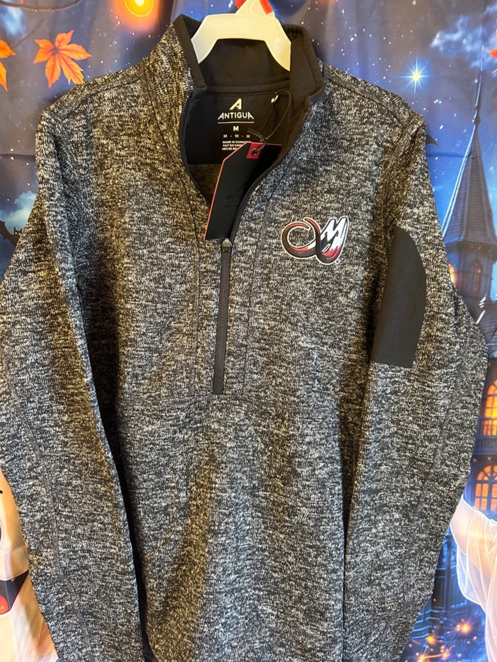 Antigua Women’s Black Oatmeal Denver Mammoth LaCrosse Logo Half Zip
